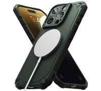 Ringke Rugged Gear Compatible con Funda iPhone 16 Pro, No Deja Huellas y No Resbala, Tacto Agradable Buen Agarre Carcasa Protectora Ligera Antihuellas y Antideslizante - Magnetic Dark Green