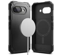 Ringke Rugged Gear Diseñado para Funda Google Pixel 9a y Compatible con MagSafe, No Deja Huellas y No Resbala, Tacto Agradable Buen Agarre Carcasa Protectora - Magnetic Black