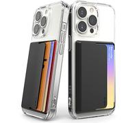 Ringke Side Slot Card Holder, Tarjetero Movil para 3 Tarjetas, Evita Rayones en tu Tarjeta, Tarjetero Adhesivo Compatible con Funda iPhone 15/14/13/12/11/Pro/Max, Galaxy, Xioami - Black (2 Pack)