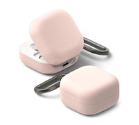 Ringke Silicone Funda para Samsung Galaxy Buds 4 Pro y Galaxy Buds 4 [Se Siente Suave como Terciopelo] Funda Ligera, Delgada y Bonita con Mosquetón - Arena Rosa