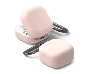 Ringke Silicone Funda para Samsung Galaxy Buds 4 Pro y Galaxy Buds 4 [Se Siente Suave como Terciopelo] Funda Ligera, Delgada y Bonita con Mosquetón - Arena Rosa