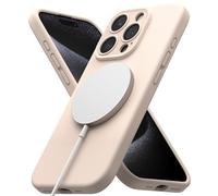 Ringke Silicone Magnetic Compatible con Funda iPhone 15 Pro y Compatible con Magsafe, Carcasa Siente Aterciopelada, Case Ligera Linda - Pink Sand