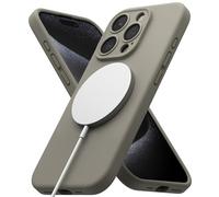 Ringke Silicone Magnetic Compatible con Funda iPhone 15 Pro y Compatible con Magsafe, Carcasa Siente Aterciopelada, Case Ligera Linda - Gray