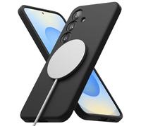 Ringke Silicone Magnetic Diseñado para Funda Samsung Galaxy S25 Plus y Compatible con MagSafe, Carcasa Siente Aterciopelada, Case Ligera Linda - Black