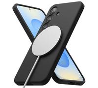 Ringke Silicone Magnetic Diseñado para Funda Samsung Galaxy S25 y Compatible con MagSafe, Carcasa Siente Aterciopelada, Case Ligera Linda - Black