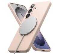 Ringke Silicone Magnetic Funda para Samsung Galaxy S26, Compatible con MagSafe, Carcasa Suave, Aterciopelada, Ligera, Delgada, Bonita y Cómoda para Mujeres y Hombres - Pink Sand
