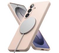 Ringke Silicone Magnetic Funda para Samsung Galaxy S26 Plus, Compatible con MagSafe, Carcasa Suave, Aterciopelada, Ligera, Delgada, Bonita y Cómoda para Mujeres y Hombres - Pink Sand