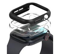 Ringke Slim Compatible con Protector Apple Watch 10 (46mm) No Más Descoloramiento, Funda Sólida Transparente + Case Adicional para Mujer y Hombre - Clear + Matte Black