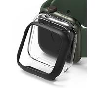 Ringke Slim Compatible con Protector Apple Watch Series 9, 8, 7 (41mm) Tecnología Anti-amarillea, Funda Sólida Transparente + Case Adicional - Clear + Matte Black