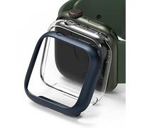 Ringke Slim Case Compatible con Funda Apple Watch Series 8 (41mm) y Compatible con Protector Apple Watch Series 7 (41mm), Delgada Ligera Fina Carcasa [2 Unidades] - Clear + Metallic Blue