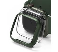 Ringke Slim Compatible con Protector Apple Watch Series 9, 8, 7 (41mm) Tecnología Anti-amarillea, Funda Sólida Transparente + Case Adicional - Clear + Deep Green