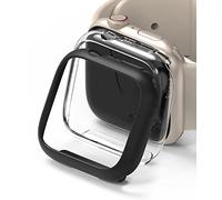 Ringke Slim Compatible con Protector Apple Watch Series 9, 8, 7 (45mm) Tecnología Anti-amarillea, Funda Sólida Transparente + Case Adicional - Clear + Matte Black