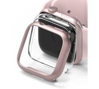 Ringke Slim Compatible con Protector Apple Watch Series 9, 8, 7 (45mm) Tecnología Anti-amarillea, Funda Sólida Transparente + Case Adicional - Clear & Pink