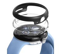 Ringke Slim Compatible con Protector Google Pixel Watch 2 (2023) Tecnología Anti-amarillea, Funda Sólida Transparente + Case Adicional para Mujer y Hombre - Clear & Matte Black (2 Pack)