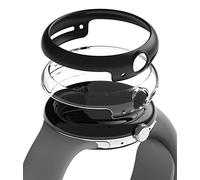 Ringke Slim Compatible con Protector Google Pixel Watch (2022) Tecnología Anti-amarillea, Funda Sólida Transparente + Case Adicional para Mujer y Hombre - Clear & Matte Black (2 Pack)