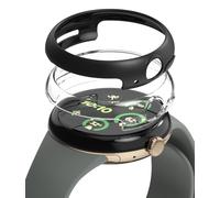 Ringke Slim Compatible con Protector Google Pixel Watch 3 (41mm) No Más Descoloramiento, Funda Sólida Transparente + Case Adicional para Mujer y Hombre - Clear + Matte Black