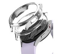 Ringke Slim Compatible con Protector Samsung Galaxy Watch 5 (40mm), Material Antiamarilleo, Funda Sólida Transparente + Case Adicional para Mujer y Hombre - Clear & Chrome