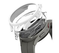 Ringke Slim Compatible con Protector Samsung Galaxy Watch 5 Pro (45mm) Tecnología Anti-amarillea, Funda Sólida Transparente + Case Adicional para Mujer y Hombre - Clear & White (2 Pack)