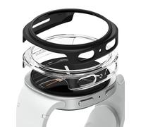 Ringke Slim Compatible con Protector Samsung Galaxy Watch 8 (44mm) Material Antiamarilleo, Funda Sólida Transparente + Case Adicional para Mujer y Hombre - Clear & Matte Black