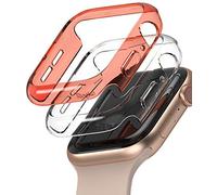 Ringke Slim Diseñado para Funda Apple Watch Series 6, 5, 4 (40mm), SE 3, 2, 1 (40mm) Protector Sólida, Ligera y Delgada para Mujeres y Hombres - Clear & Coral
