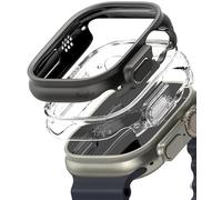 Ringke Slim Diseñado para Funda Apple Watch Ultra 3/2/1 (49 mm) Sin Decoloración, Protector Transparente y Ligera con Color Adicional - Clear + Titanium Black