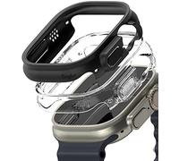 Ringke Slim Diseñado para Funda Apple Watch Ultra 3/2/1 (49 mm) Sin Decoloración, Protector Transparente y Ligera con Color Adicional - Clear + Matte Black