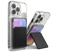 Ringke Stand Slot Card Holder, Cartera de Tarjeta Adhesiva con Soporte para Funda Teléfono Móvil, Compatible con Funda iPhone 13/12/11/Pro/Max, Samsung Galaxy S22 Ultra y Más - Clear & Black