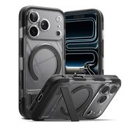 Ringke UX Magnetic Compatible con Funda iPhone 17 Pro y Compatible con MagSafe, Carcasa Resistente con Soporte de Acero Inoxidable y Imán Potente - Smoke Black