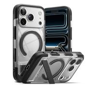 Ringke UX Magnetic Compatible con Funda iPhone 17 Pro y Compatible con MagSafe, Carcasa Resistente con Soporte de Acero Inoxidable y Imán Potente - Clear