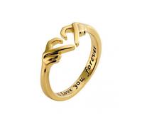 Rings ，I Love You Forever Carved Lettering Rings - Romantic Hand Finger Heart Rings