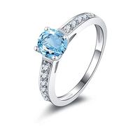 Rings Sterling For Women 925 Rings de topacio de plata para mujeres Anillos de plata grabados compromiso para mujeres