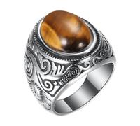 Ringschachtel 2 Ringe Retro-Schmuck Türkis Ringe für Männer Stahl eingelegt drei Farben Ring Männer dominant Opal Ring Gardine Ringe Mit Clip, D, Metal, Sin piedras preciosas