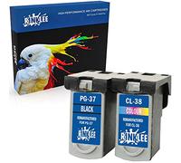 RINKLEE Remanufacturado para Canon PG-37 PG37 CL-38 CL38 Cartucho de Tinta Compatible con Canon Pixma Pixma MP210 MP220 MX310 MX300 MP140 MP190 MP470 iP1800 iP1900 iP2500 iP2600 | 1 Negro, 1 Tricolor