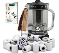 Rinko France | Pack de jarra de agua de 1,5 L con 50 perlas de cerámica EM 100 % ecológica, purificación natural del agua, potable con pinza de bambú y libro electrónico de regalo