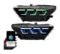RINKTEEA Espejo Lateral Indicador Para Mustang 2015-2017 Conjunto De Faros Delanteros Luces Giro DRL Delanteras LED RGB Mejoradas(RGB Style)