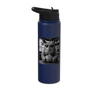 Rinoceronte con gafas de sol y bebida de coco Rhino Stainless Steel Insulated Water Bottle