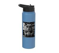 Rinoceronte con gafas de sol y bebida de coco Rhino Stainless Steel Insulated Water Bottle