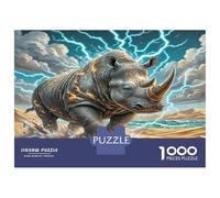 rinocerontes Negros Rompecabezas 1000 Piezas para Adultos, 1000 Piezas Desierto de tormenta eléctrica Grandes Regalos Desafío Amantes del Rompecabezas del Juguete 52x38cm/1000pcs