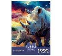 rinocerontes Puzzle 1000 Piezas para Entretenimiento Creativo Clásicos Regalos Obra De Arte Rompecabezas Desafiante Noches De Juegos para Adultos Y Niños 52x38cm/1000pcs