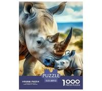 rinocerontes Puzzle 1000 Piezas para Entretenimiento Creativo Regalo Diversión Decoración del Rompecabezas Juguetes Desafiantes para Adultos Y Niños 52x38cm/1000pcs