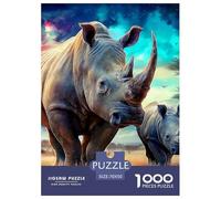 rinocerontes Puzzle 1000 Piezas para Entretenimiento Creativo Regalo Diversión Decoración del Rompecabezas Juguetes Desafiantes para Adultos Y Niños 70x50cm/1000pcs
