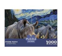 rinocerontes Puzzle 1000 Piezas para Pasatiempo Creativo Regalo Diversión Decoración del Rompecabezas Desafiante Noches De Juegos Adultos Y Niños A Partir De 12 Años 38x26cm/1000pcs