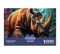 rinocerontes Puzzle 1000 Piezas para Pasatiempo Creativo Regalo Diversión Obra De Arte Rompecabezas Juguetes Desafiantes para Adultos Y Niños 52x38cm/1000pcs