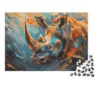 rinocerontes Puzzles Imposible,desafío for Adults Abstract Art Entretenimiento Creativo 1000 Piezas Obra De Arte De Juego De para Adultos Y Niños A Partir De 12 Años 1000pcs (75x50cm)