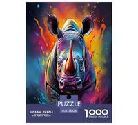 rinocerontes Puzzles Imposible,desafío for Adults Entretenimiento Creativo 1000 Piezas Obra De Arte De Juego De para Adultos Y Niños Mayores De 12 Años 38x26cm/1000pcs