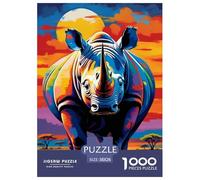rinocerontes Salvajes Rompecabezas Imposible,desafío for Adults Animaleses Juego EduGatoivo 1000 Piezas Obra De Arte De Juego De para Adultos Y Niños 38x26cm/1000pcs