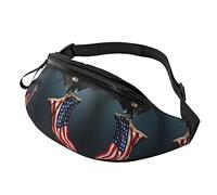 Riñonera 3D con diseño de águila calva volando con bandera americana para correr, senderismo, viajes, entrenamiento, pasear al perro, deportes, pesca, riñonera, Black, Talla única
