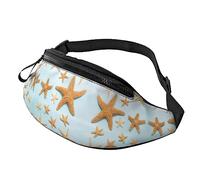 Riñonera 3D con diseño de estrella de mar marítima para correr, senderismo, viajes, entrenamiento, pasear al perro, deporte, pesca, riñonera, Black, Talla única