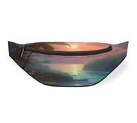 Riñonera 3D Sunset Tropical Forest para hombres, mujeres, niños y niñas, riñonera deportiva, senderismo, correr, riñonera, color, M, Organizador de bolsas