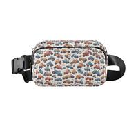 Riñonera a la moda con rayas azul marino para mujeres, hombres y adolescentes, para ciclismo, senderismo, gimnasio, Patrón de coche Monster Truck dibujado a mano, 1 Size